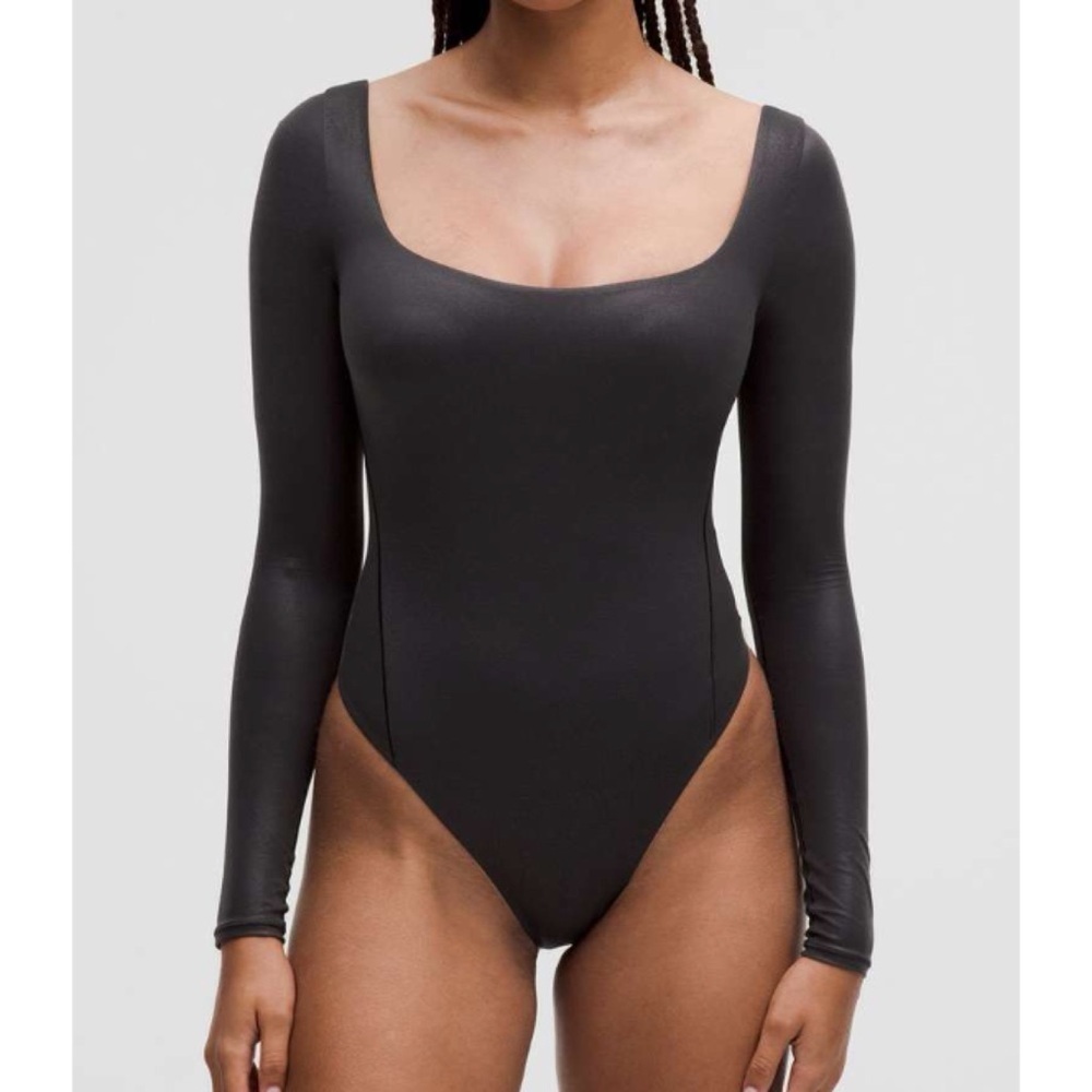 Lululemon Wundermost Square-Neck Long Sleeve Bodysuit Shine